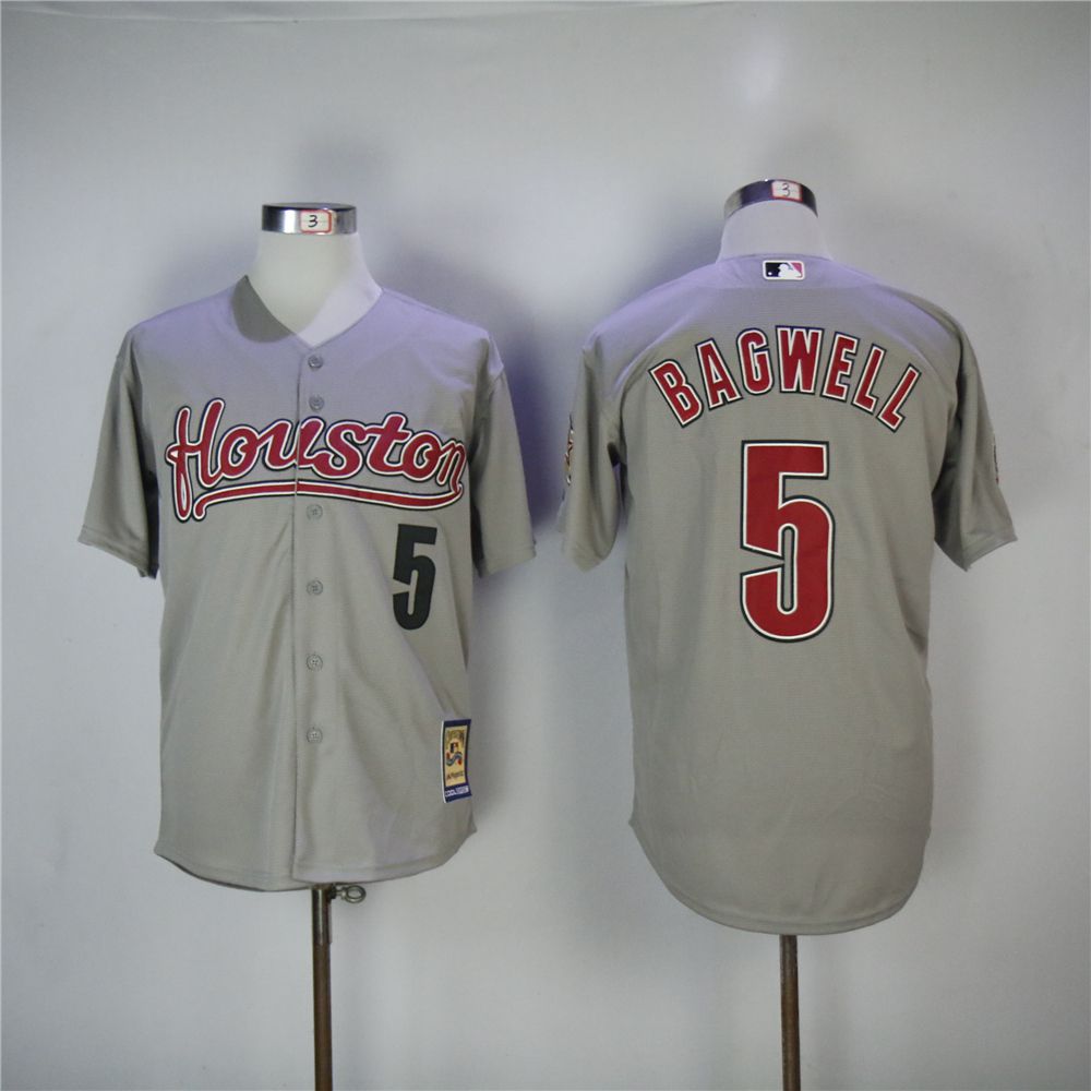 Men Houston Astros 5 Bagwell Grey Throwback 2006 MLB Jerseys